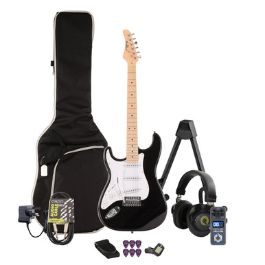 EastCoast ST1 Left Handed Electric Guitar in White Multi-FX & Modelling Bundle with Accessories