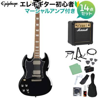Epiphone SG Standard Left Handed Lefty Ebony エレキギター 初心者14点セット マーシャルアンプ付き エピフォン
