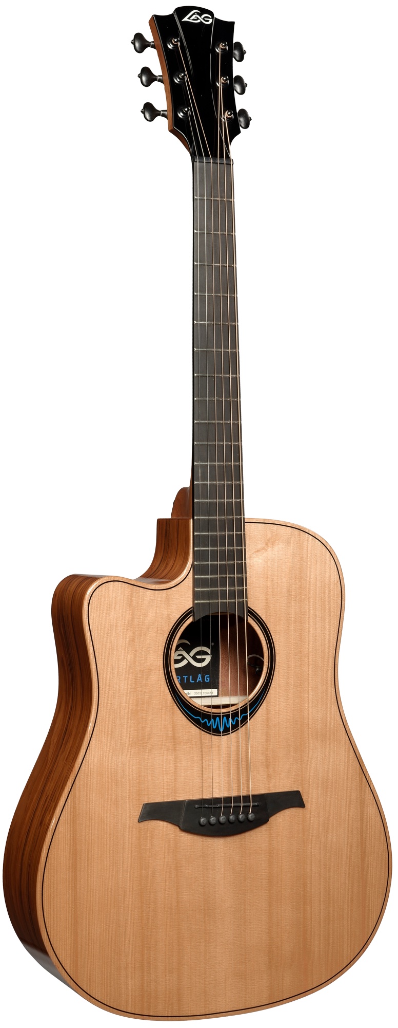LAG TLBW2DCE Blue Wave 2 Dreadnought Lefthand Elektro-Akustik-Gitarre inkl. Gigbag, natur