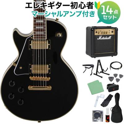 Blitz by AriaProII BLP-CST/LH BK エレキギター初心者14点セット【マーシャルアンプ付き】 レスポールカスタム ブラック 左利き・レフティ ブリッツ BLPCSTLH