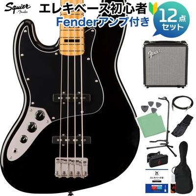 Squier by Fender Classic Vibe ’70s Jazz Bass Left-Handed Maple Fingerboard Black ベース 初心者12点セット 【Fenderアンプ付】 ジャズベース レフトハンド レフティ スクワイヤー / スクワイア