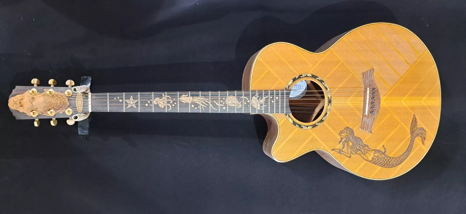 Blueberry Handmade Lefty Grand Concert Acoustic Guitar Mermaid Pre-Order 90 Day