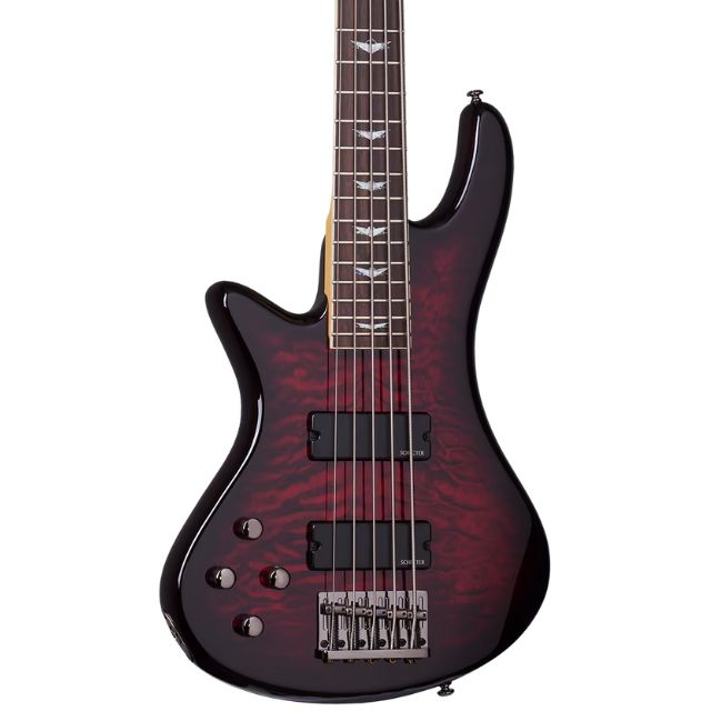 Schecter Stietto Extreme-5 Left Handed Bass Guitar – Black Cherry
