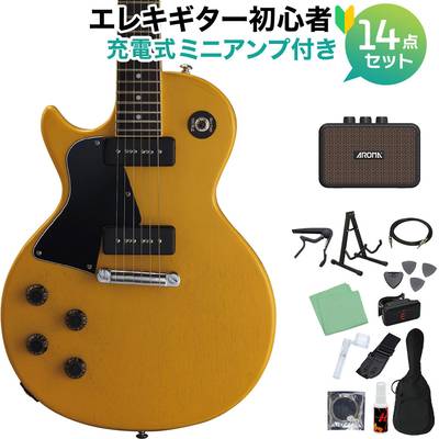 GrassRoots G-LS/LH TVY エレキギター初心者14点セット【充電式ミニアンプ付き】 レスポールスペシャル TVイエロー 左利き・レフティ グラスルーツ