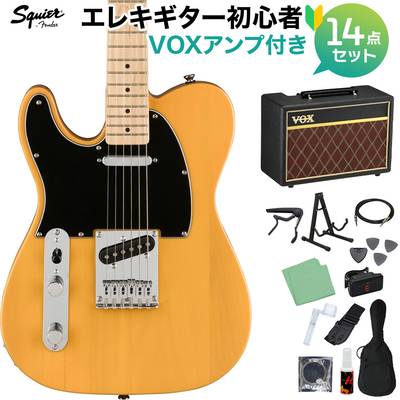 Squier by Fender Affinity Series Telecaster Left-Handed Butterscotch Blond エレキギター初心者14点セット【VOXアンプ付き】 テレキャスター 左利き レフティ スクワイヤー / スクワイア