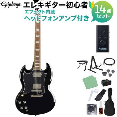 Epiphone SG Standard Left Handed Lefty Ebony エレキギター 初心者14点セット ヘッドホンアンプ付き エピフォン