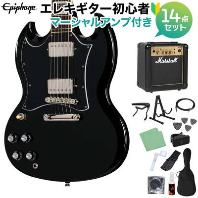 Epiphone SG Standard Left-Handed Ebony エレキギター初心者14点セット 【マーシャルアンプ付き】 SGスタンダード エピフォン