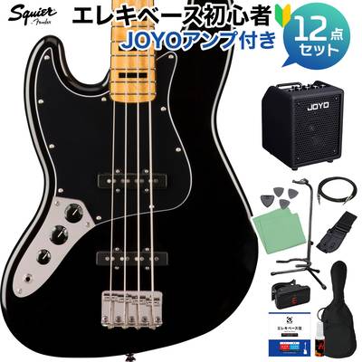 Squier by Fender Classic Vibe ’70s Jazz Bass Left-Handed Maple Fingerboard Black ベース 初心者12点セット 【多機能アンプ付】 ジャズベース レフトハンド レフティ スクワイヤー / スクワイア
