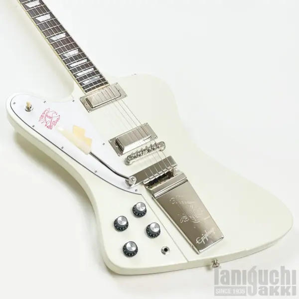Epiphone Inspired By Gibson Custom 1963 Firebird V Reissue With Maestro Vibrola Polaris White Left-Handed