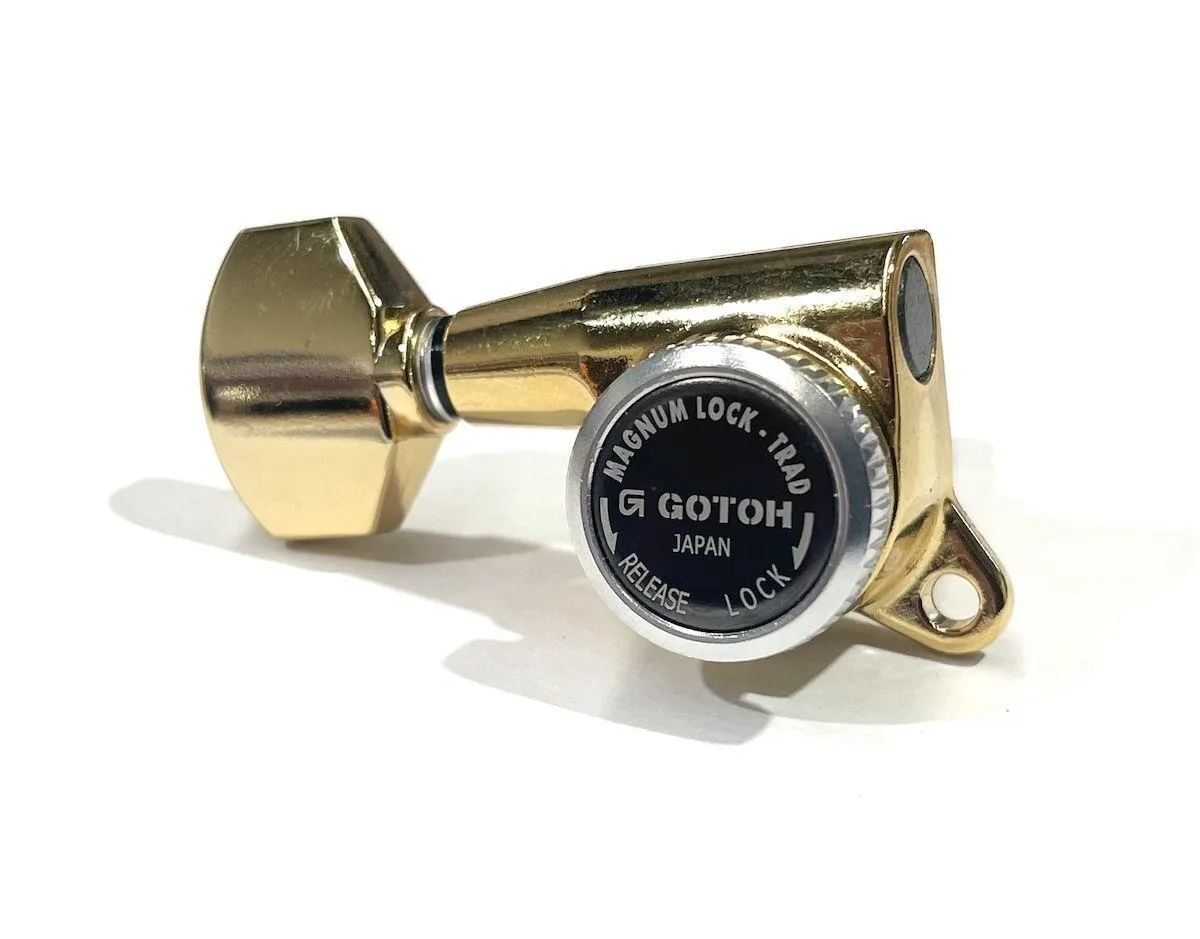 Gotoh 6-String Gold Locking Tuners – Left Handed ( Reverse Headstock ) 6 in Line