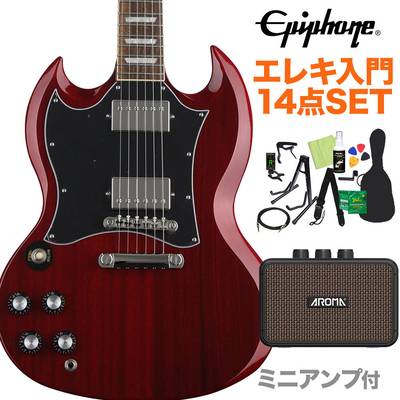 Epiphone SG Standard Left Handed Lefty Heritage Cherry エレキギター 初心者14点セット 充電式ミニアンプ付き エピフォン
