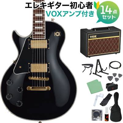 GrassRoots G-LP-CTM/LH BK エレキギター初心者14点セット 【VOXアンプ付き】 左利き レフティ レスポールカスタム ブラック 黒 グラスルーツ