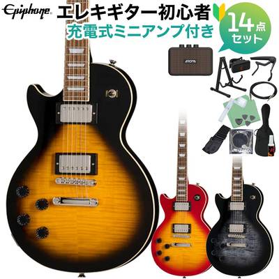 Epiphone Les Paul Tribute Plus Left-Handed エレキギター初心者14点セット 【充電式ミニアンプ付き】 レスポール・トリビュート・プラス レフトハンド レフティ 左利き用 エピフォン