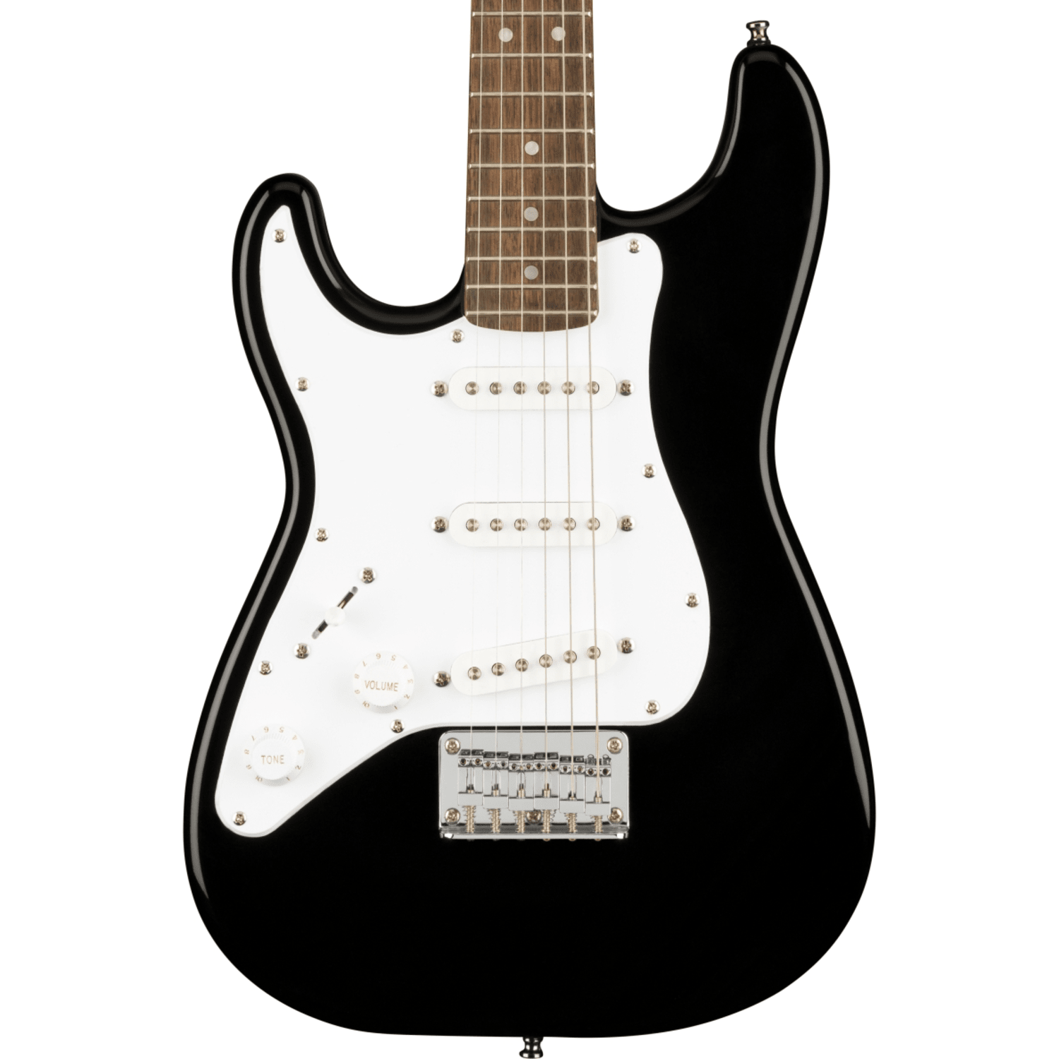 Mini Stratocaster Left-Handed Electric Guitar, Laurel Fingerboard, Black