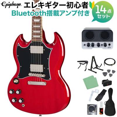 Epiphone SG Standard Left-Handed Cherry エレキギター初心者14点セット 【Bluetooth搭載ミニアンプ付き】 SGスタンダード レフトハンド レフティ 左利き用 エピフォン EIGSGSCHNHRL