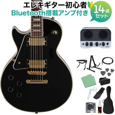 Blitz by AriaProII BLP-CST/LH BK エレキギター初心者14点セット【Bluetooth搭載ミニアンプ付き】 レスポールカスタム ブラック 左利き・レフティ ブリッツ BLPCST