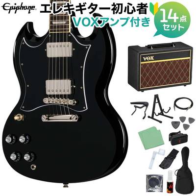 Epiphone SG Standard Left-Handed Ebony エレキギター初心者14点セット 【VOXアンプ付き】 SGスタンダード エピフォン