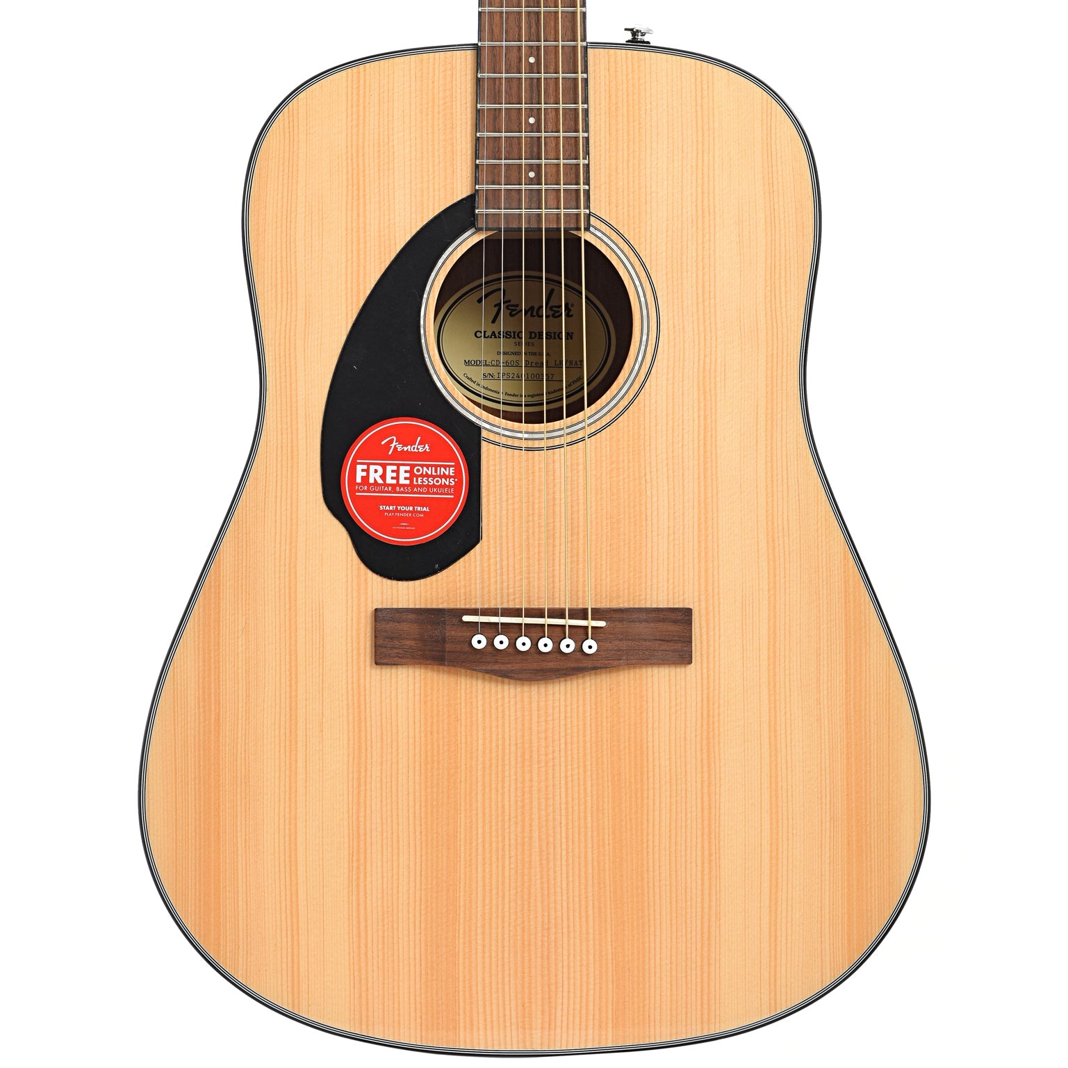 Fender CD-60S Left-Handed Dreadnought Acoustic Guitar, Natural