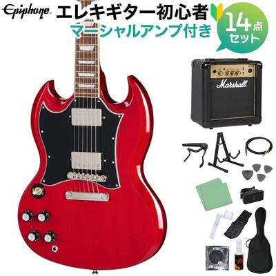 Epiphone SG Standard Left-Handed Cherry エレキギター初心者14点セット 【マーシャルアンプ付き】 SGスタンダード レフトハンド レフティ 左利き用 エピフォン EIGSGSCHNHRL