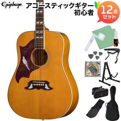 Epiphone Dove Studio Left-Handed Natural アコースティックギター初心者12点セット エレアコ ナチュラル レフトハンド レフティ 左利き用 エピフォン EASDVANNH1L