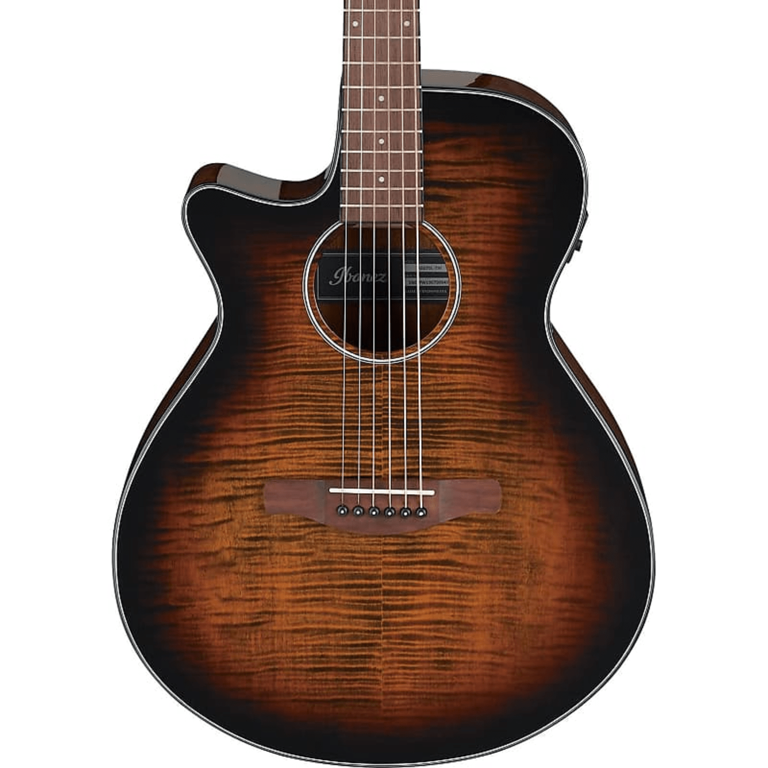 AEG70L Left-Handed Grand Concert Acoustic-Electric Guitar, Flame Maple Top, Tiger Burst