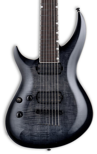 ESP LTD Deluxe H3-1007 7 String Baritone Left Handed Electric Guitar in See Through Black Sunburst