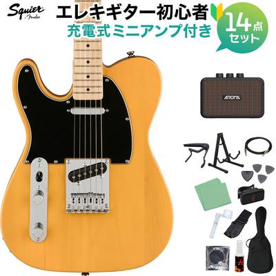 Squier by Fender Affinity Series Telecaster Left-Handed Butterscotch Blond エレキギター初心者14点セット【充電式ミニアンプ付き】 テレキャスター 左利き レフティ スクワイヤー / スクワイア
