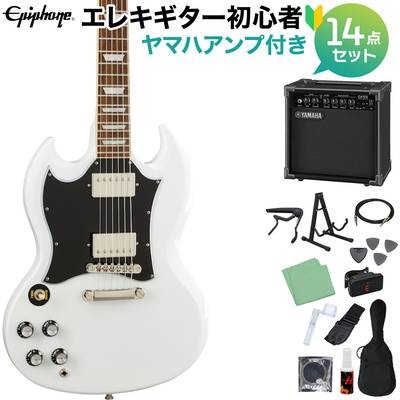 Epiphone SG Standard Lefty Alpine White エレキギター初心者14点セット【ヤマハアンプ付き】 左利き用 レフティ エピフォン