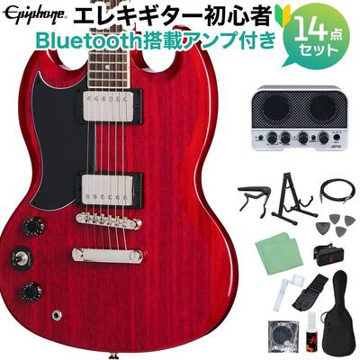 Epiphone SG Tribute Left-Handed Cherry エレキギター初心者14点セット 【Bluetooth搭載ミニアンプ付き】 左利き用 レフティ エピフォン