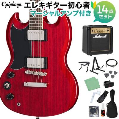 Epiphone SG Tribute Left-Handed Cherry エレキギター初心者14点セット 【マーシャルアンプ付き】 左利き用 レフティ エピフォン
