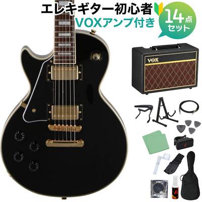 Blitz by AriaProII BLP-CST/LH BK エレキギター初心者14点セット【VOXアンプ付き】 レスポールカスタム ブラック 左利き・レフティ ブリッツ BLPCSTLH