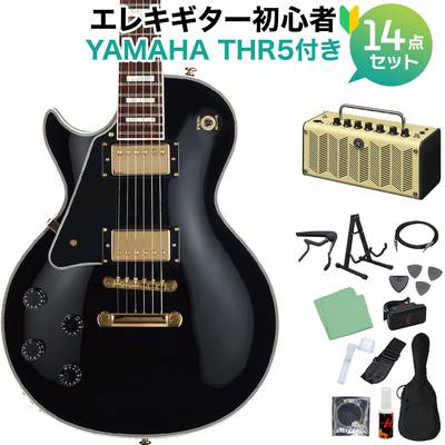 GrassRoots G-LP-CTM/LH BK エレキギター初心者14点セット 【THR5アンプ付き】 左利き レフティ レスポールカスタム ブラック 黒 グラスルーツ