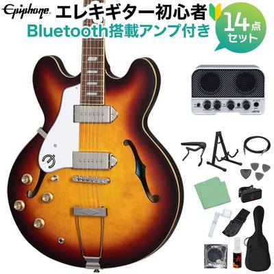 Epiphone Casino Lefthand Vintage Sunburst エレキギター初心者14点セット 【Bluetooth搭載ミニアンプ付き】 フルアコ カジノ レフトハンド エピフォン