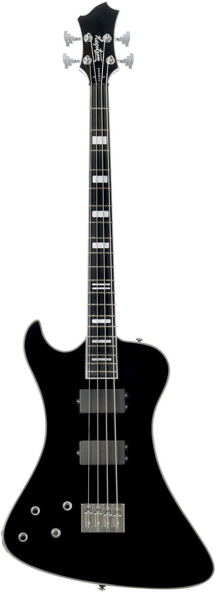 Hagstrom HSNEKROMANTLH409 Electric Bass, Nekromant 4, Black Gloss, Lefthand