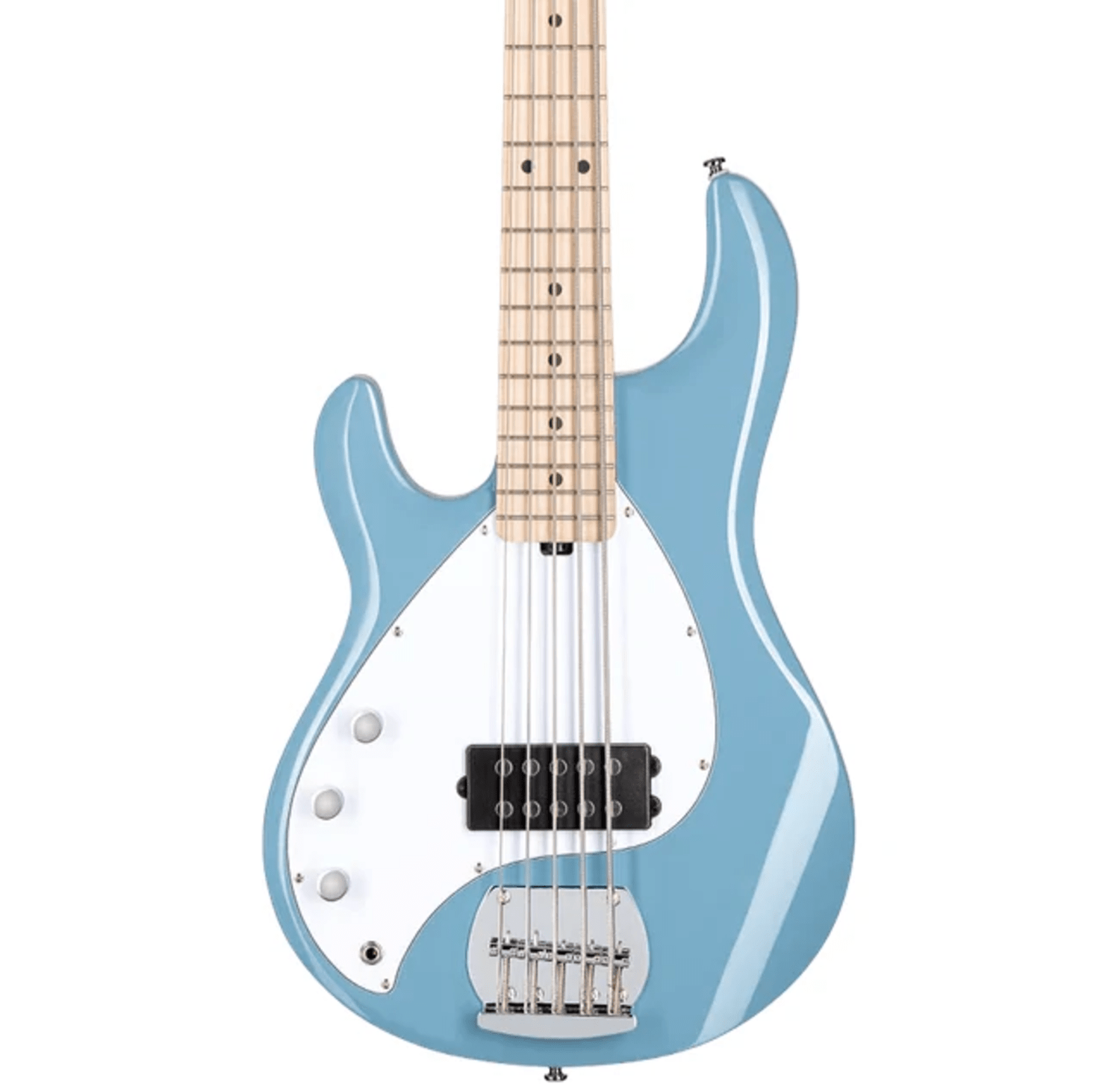 StingRay 5 RAY5 Left-Handed 5-String Bass Guitar, Hard Maple Fingerboard, Chopper Blue