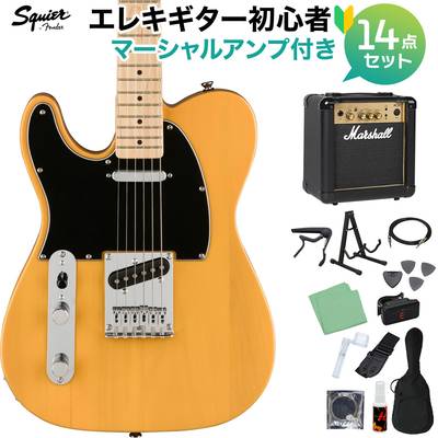 Squier by Fender Affinity Series Telecaster Left-Handed Butterscotch Blond エレキギター初心者14点セット【マーシャルアンプ付き】 テレキャスター 左利き レフティ スクワイヤー / スクワイア