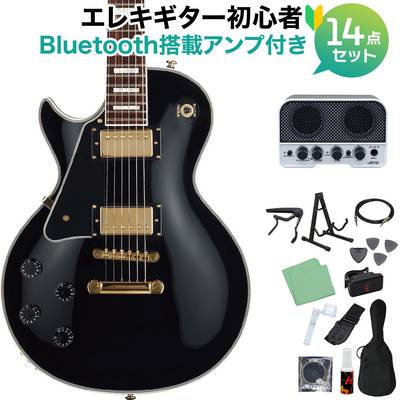 GrassRoots G-LP-CTM/LH BK エレキギター初心者14点セット 【Bluetooth搭載ミニアンプ付き】 左利き レフティ レスポールカスタム ブラック 黒 グラスルーツ