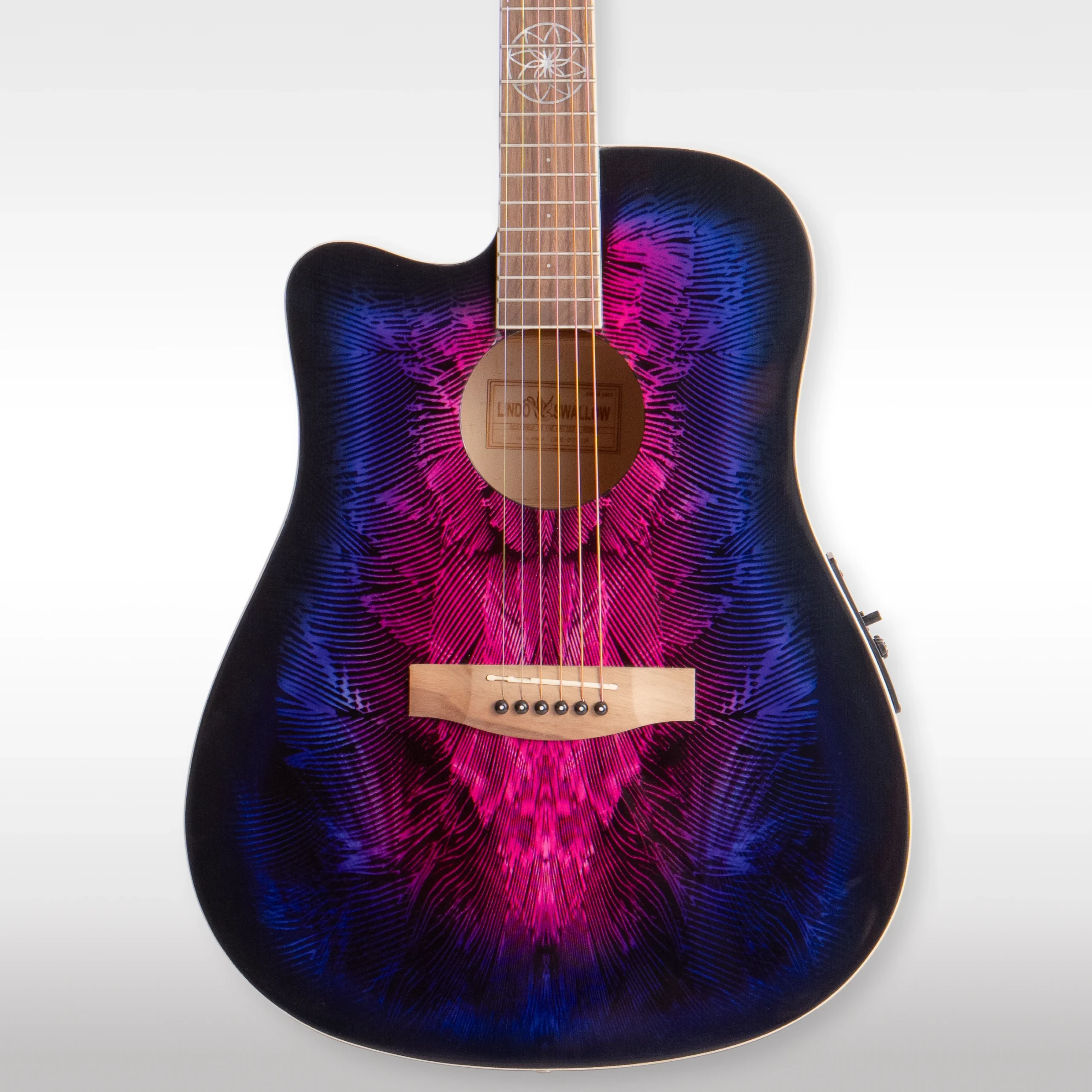 Lindo Left Handed Swallow V1 Electro Acoustic Guitar and Padded Gigbag – Purple