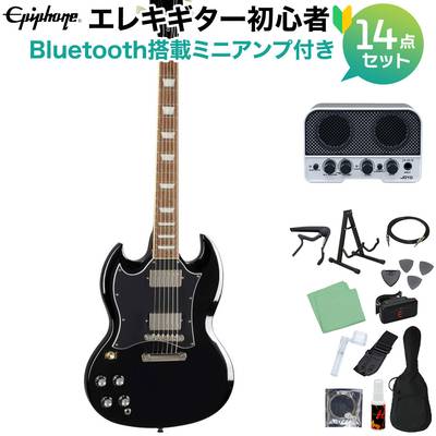 Epiphone SG Standard Left Handed Lefty EB エレキギター初心者14点セット 【Bluetooth搭載ミニアンプ付き】 エピフォン