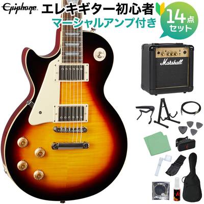 Epiphone Les Paul Standard 50s Lefthand Vintage Sunburst エレキギター 初心者14点セット マーシャルアンプ付き レスポールスタンダード エピフォン