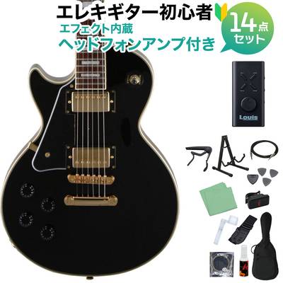 Blitz by AriaProII BLP-CST/LH BK エレキギター初心者14点セット【ヘッドホンアンプ付き】 レスポールカスタム ブラック 左利き・レフティ ブリッツ BLPCSTLH