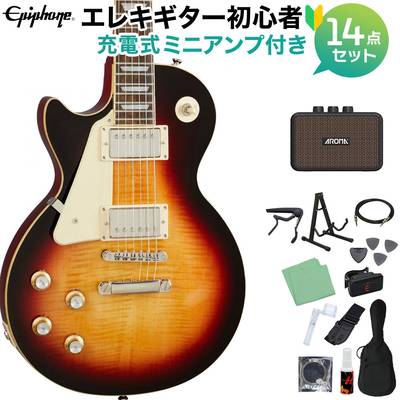 Epiphone Les Paul Standard 60s Lefthand Bourbon Burst エレキギター 初心者14点セット 充電式ミニアンプ付き レスポールスタンダード エピフォン