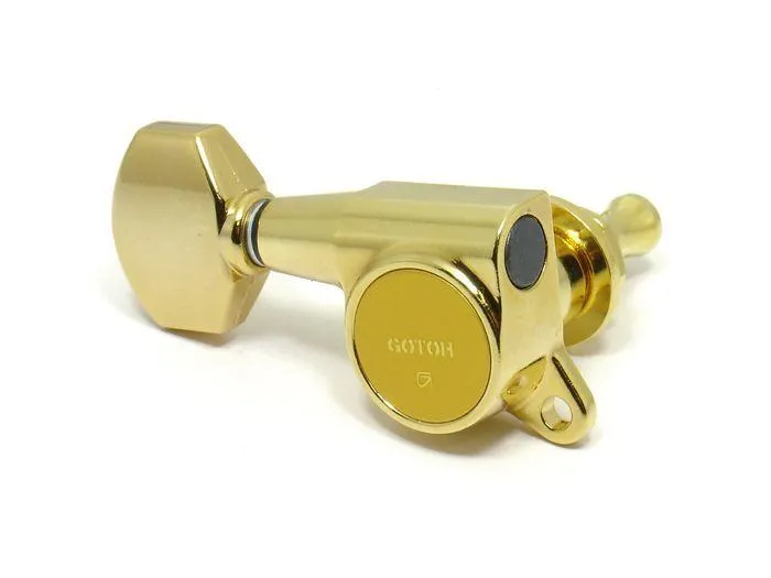 Gotoh SG381 6 in Line Tuning Keys – Left Hand – Reverse Headstock Gold – Set of 6