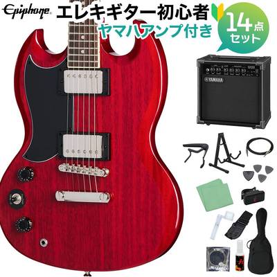 Epiphone SG Tribute Left-Handed Cherry エレキギター初心者14点セット 【ヤマハアンプ付き】 左利き用 レフティ エピフォン