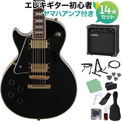 Blitz by AriaProII BLP-CST/LH BK エレキギター初心者14点セット【ヤマハアンプ付き】 レスポールカスタム ブラック 左利き・レフティ ブリッツ BLPCSTLH