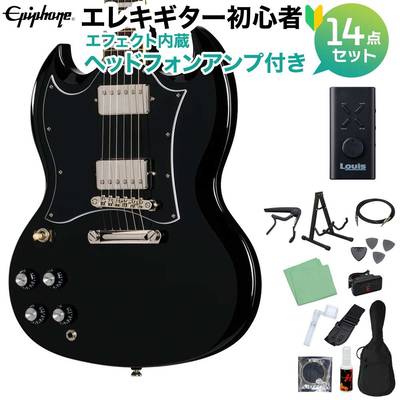 Epiphone SG Standard Left-Handed Ebony エレキギター初心者14点セット 【ヘッドホンアンプ付き】 SGスタンダード エピフォン