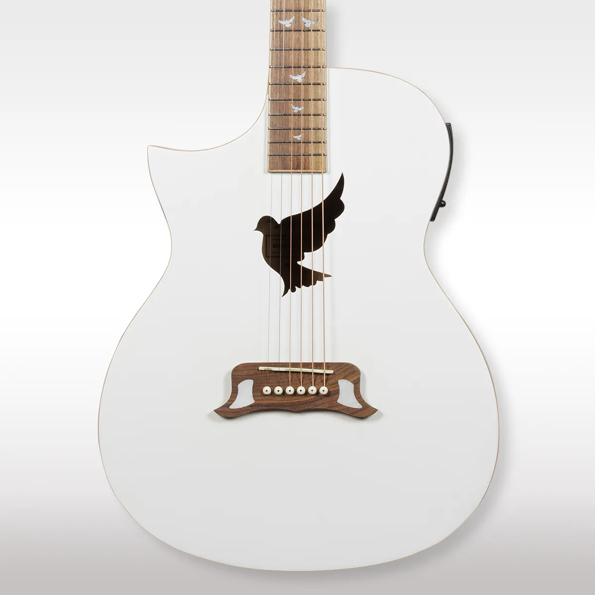 Lindo Left Handed White Dove V2 Electro Acoustic Guitar and Padded Gigbag