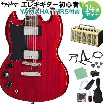 Epiphone SG Tribute Left-Handed Cherry エレキギター初心者14点セット 【THR5アンプ付き】 左利き用 レフティ エピフォン